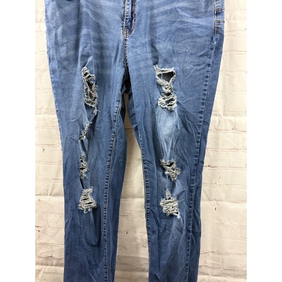 Elite Exotic Collection Jeans Womens Juniors Size 17/18 Blue Distressed Skinny - Picture 4 of 8